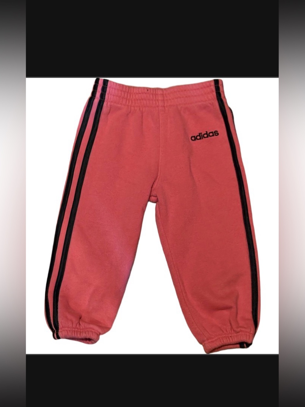 adidas Kids pink Sweatpants with Black Stripes